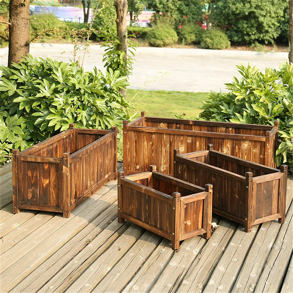 Wooden Raised Planter Box For Indoor Outdoor Vegetable Herb Garden