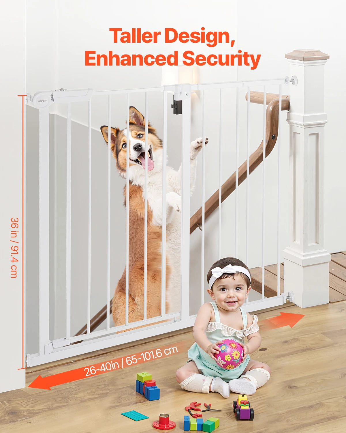 SucceBuy Baby Gate Pressure Mounted Walk Through For Pets And Kids