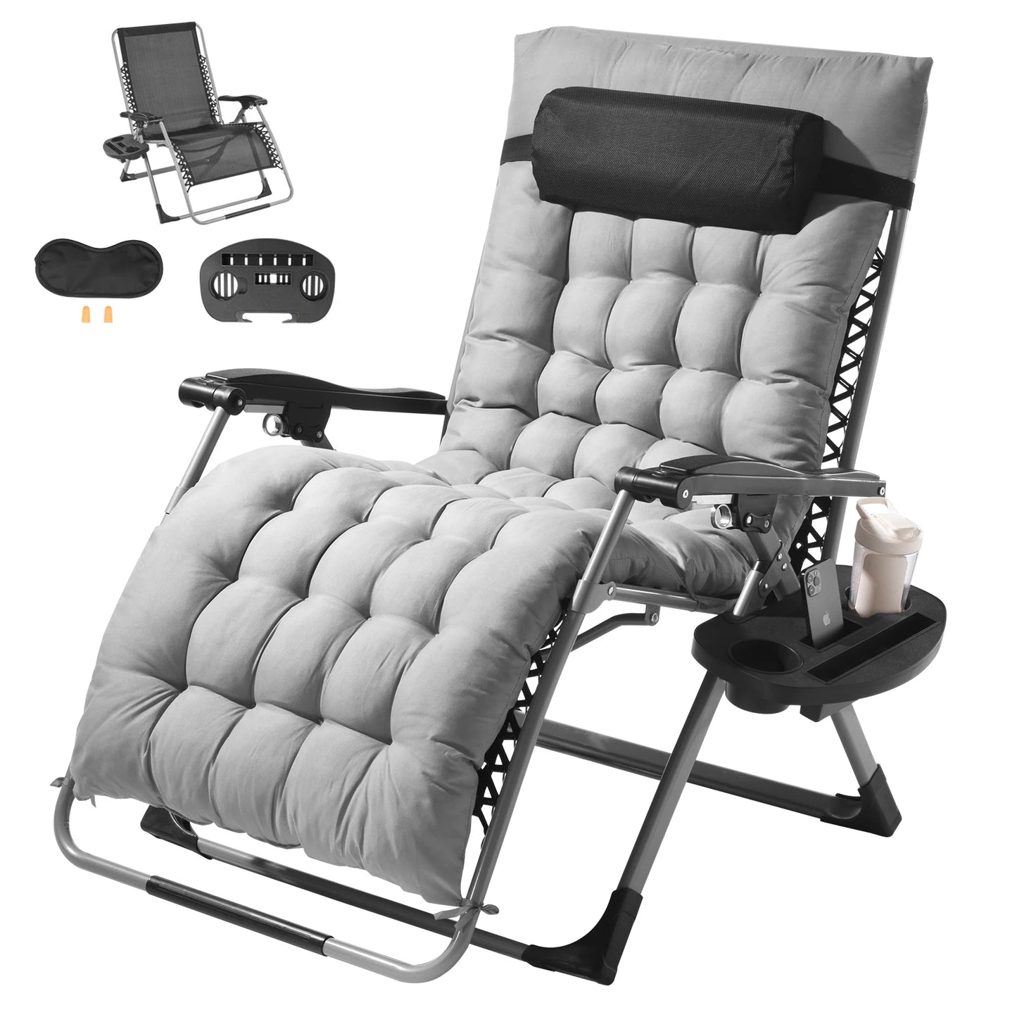 SucceBuy Zero Gravity Chair Outdoor Recliner With Footrest And Cupholder