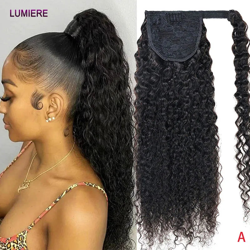 Lumiere Hair Afro Kinky Deep Water Wave Clip In Ponytail