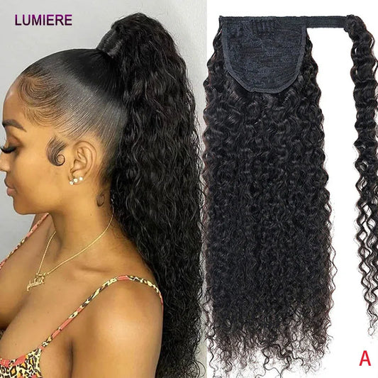 Lumiere Hair Afro Kinky Deep Water Wave Clip In Ponytail