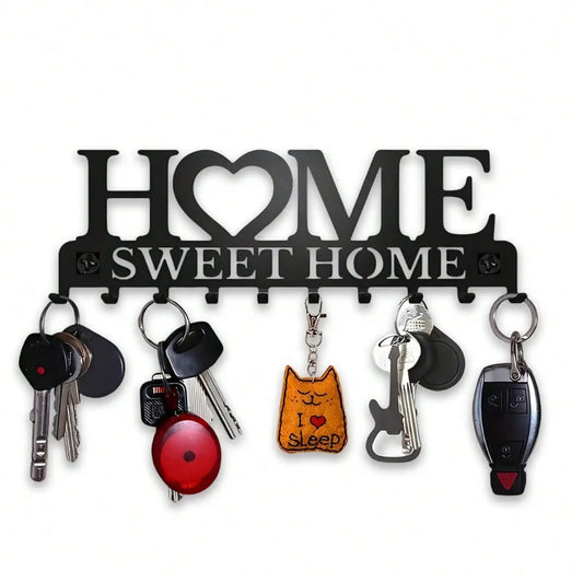 Metal Wall Mount Key Holder With 10 Hooks Sweet Home