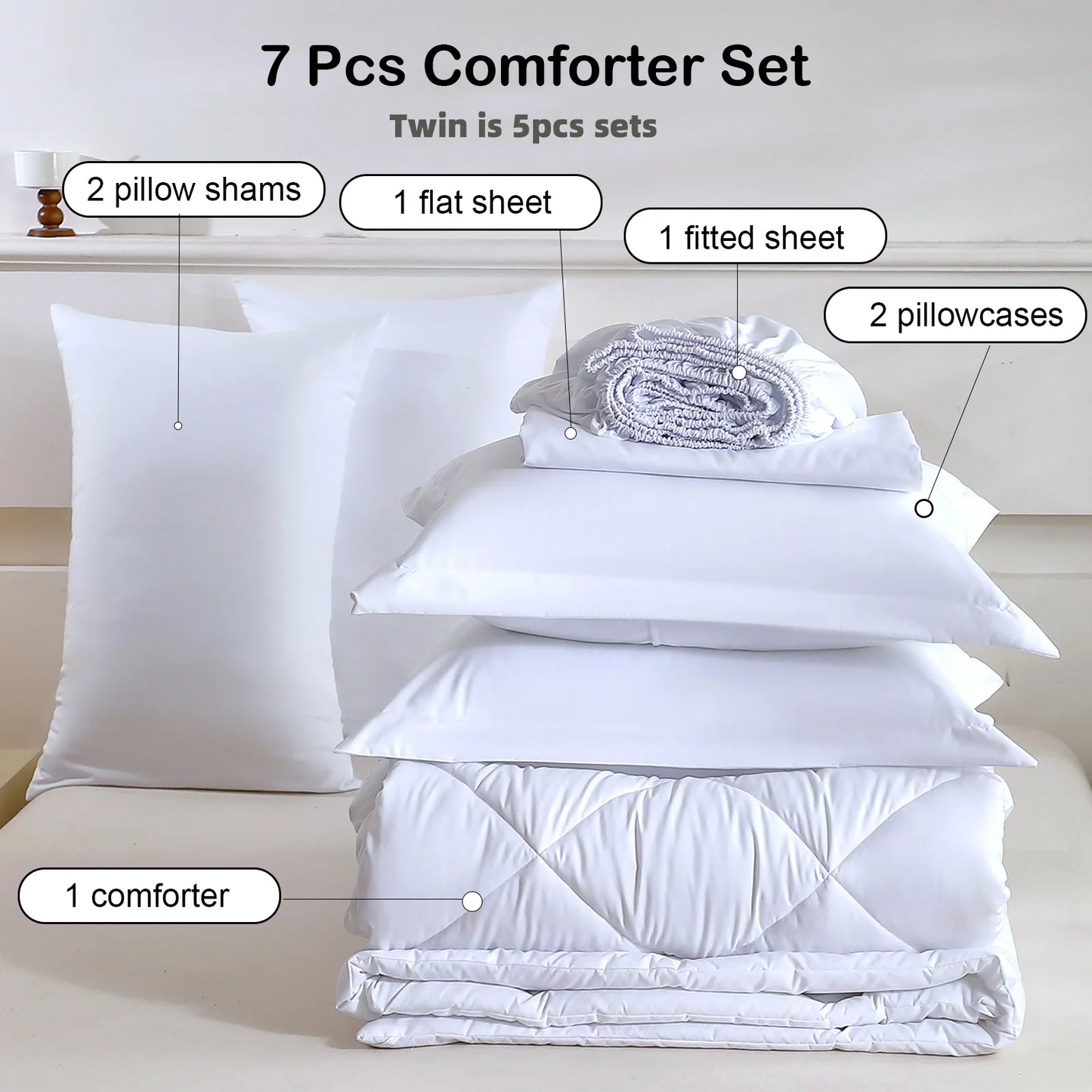 EasYum 100 Percent Polyester Bedding Sets 7 Piece Comforter Quilt