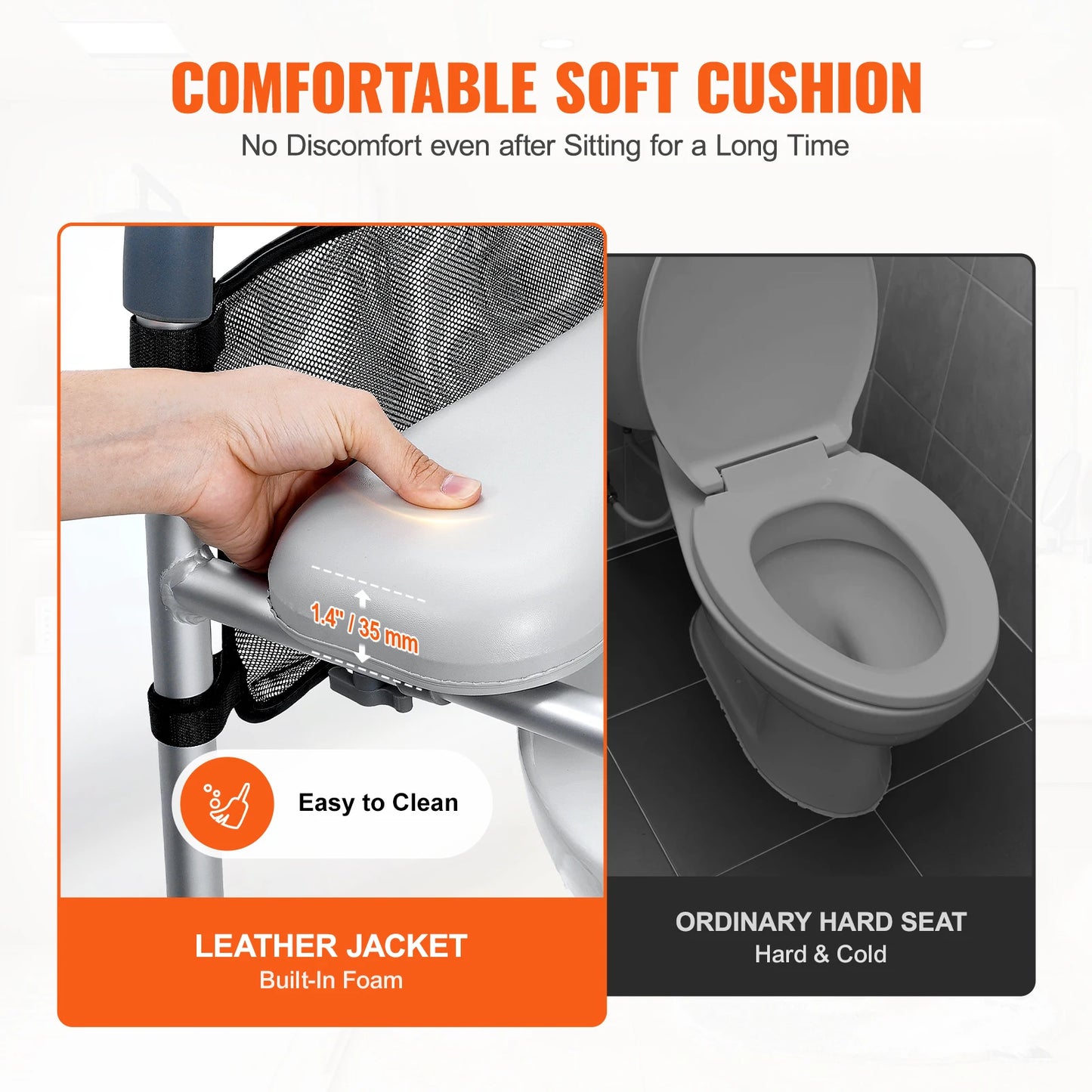 SucceBuy Raised Toilet Seat With 7-Position Height Adjustment Aluminum Frame