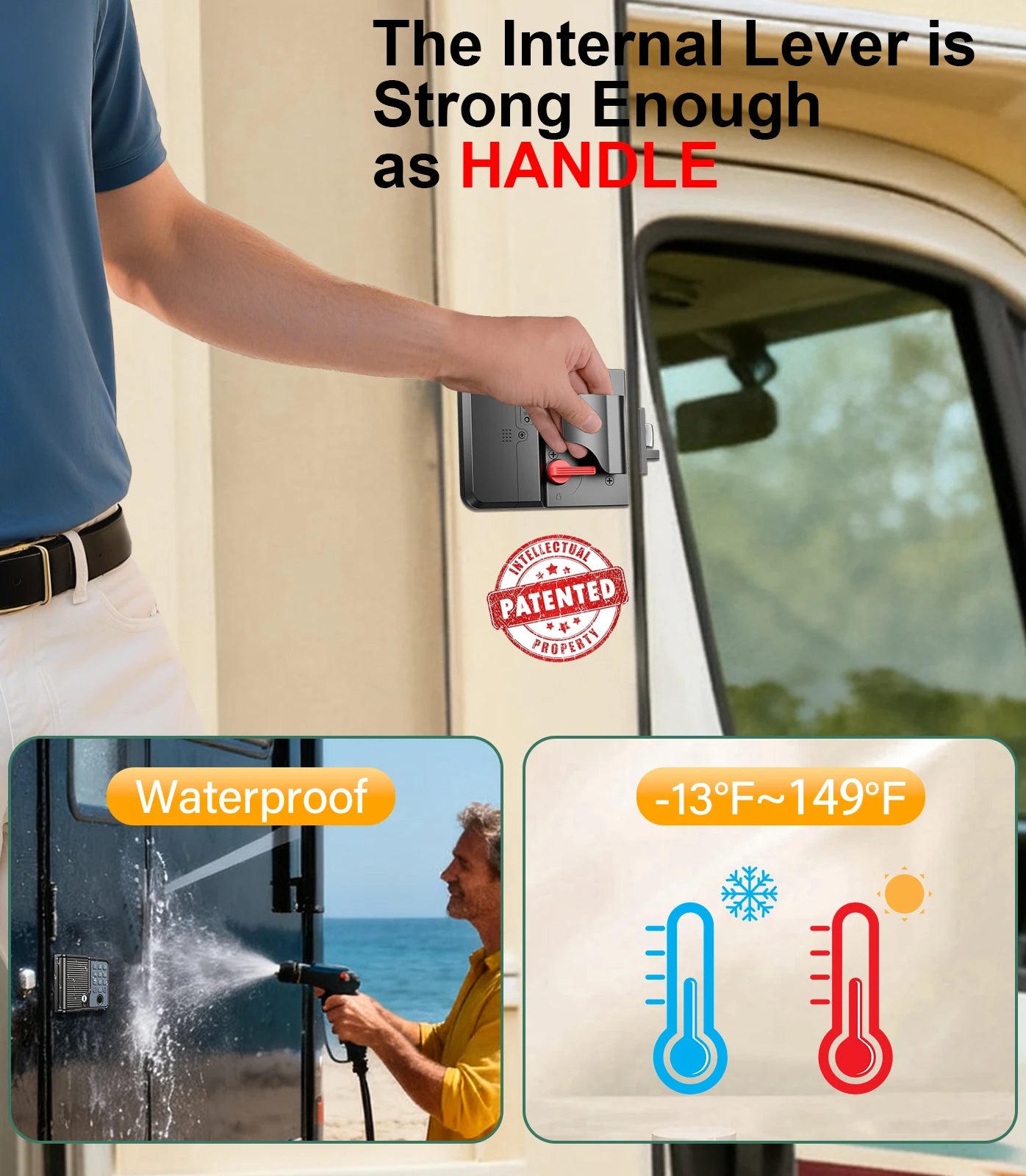 Smart RV Door Lock Keyless Entry Weatherproof For Camper Trailer