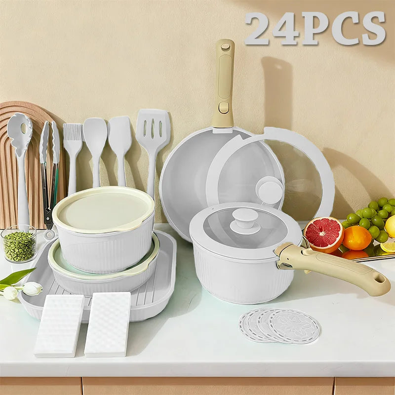 Nonstick Pots And Pans Set With Detachable Handle Induction Friendly