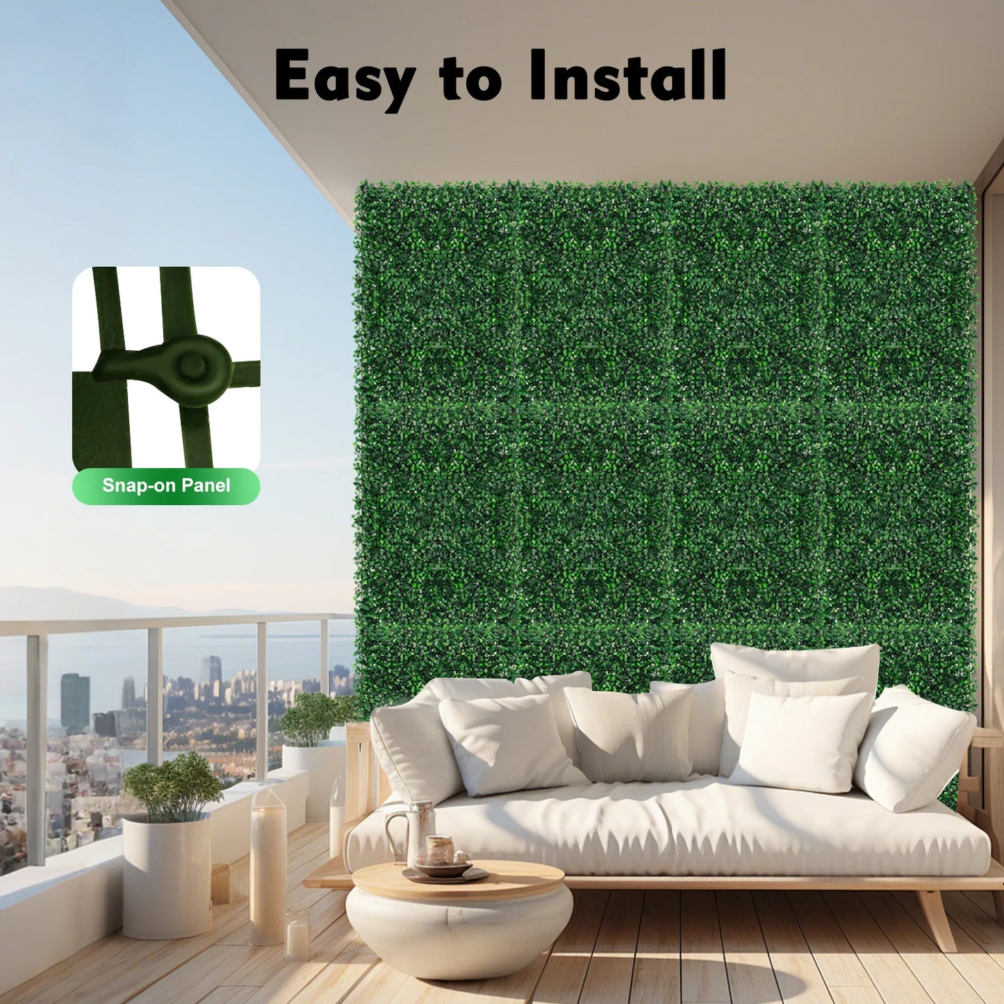 Artificial Grass Mat Panel PE Waterproof Wall Hedge Indoor Outdoor