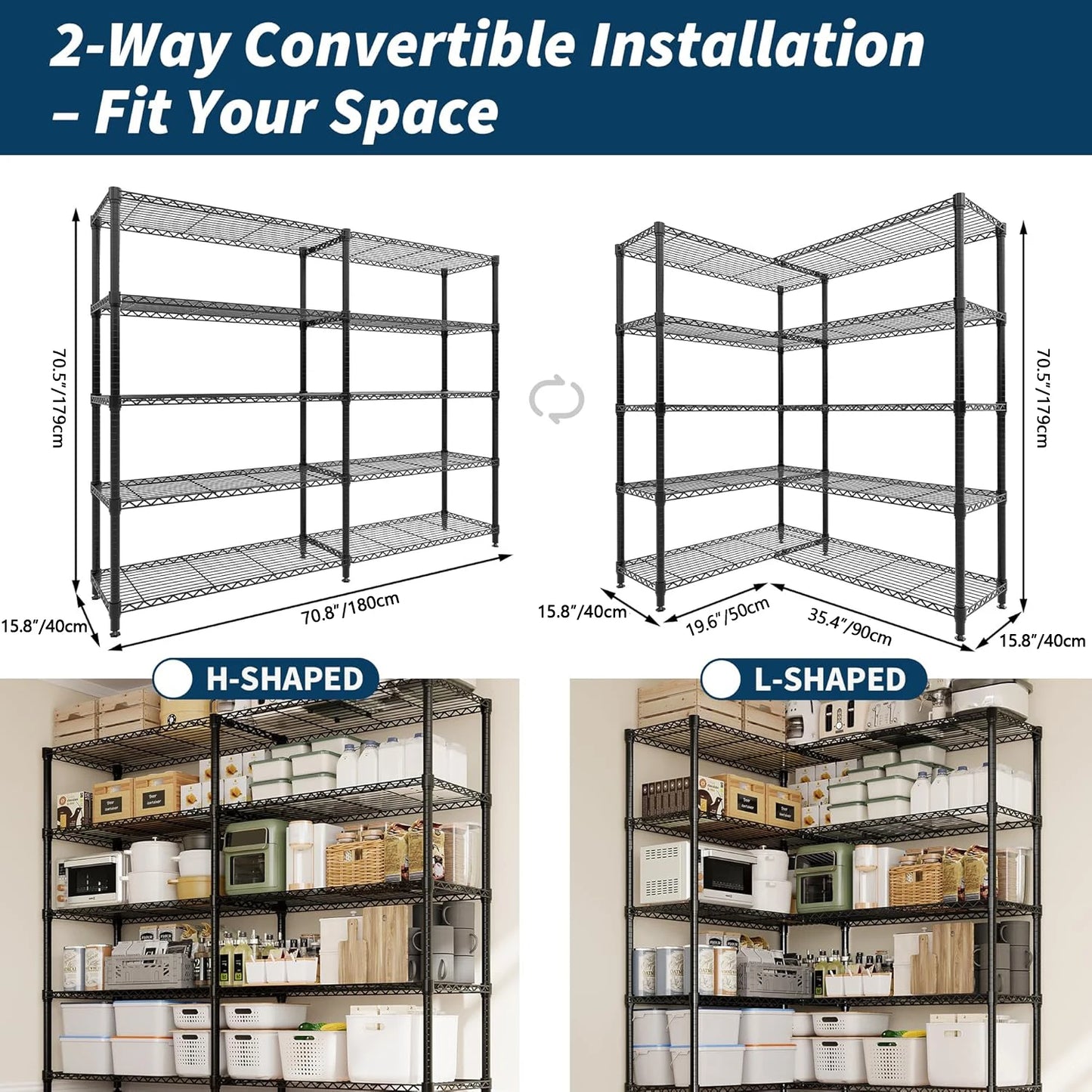 TWISTER.CK Five Tier Heavy Duty Metal Storage Shelving Unit