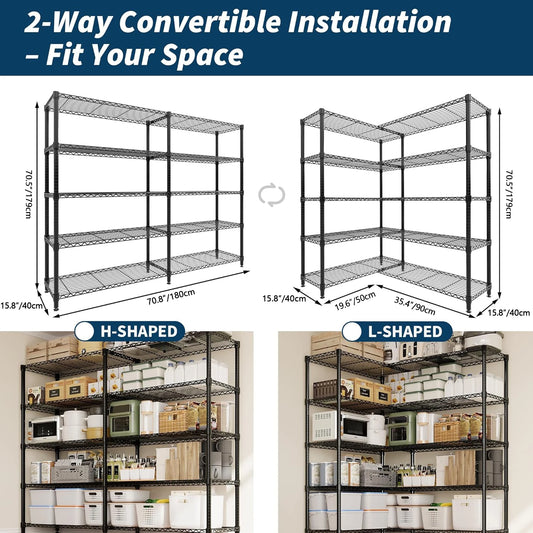 TWISTER.CK Five Tier Heavy Duty Metal Storage Shelving Unit