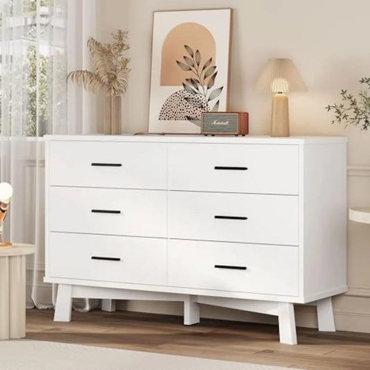Modern 6 Drawer Dresser With X Shaped Base For Bedroom