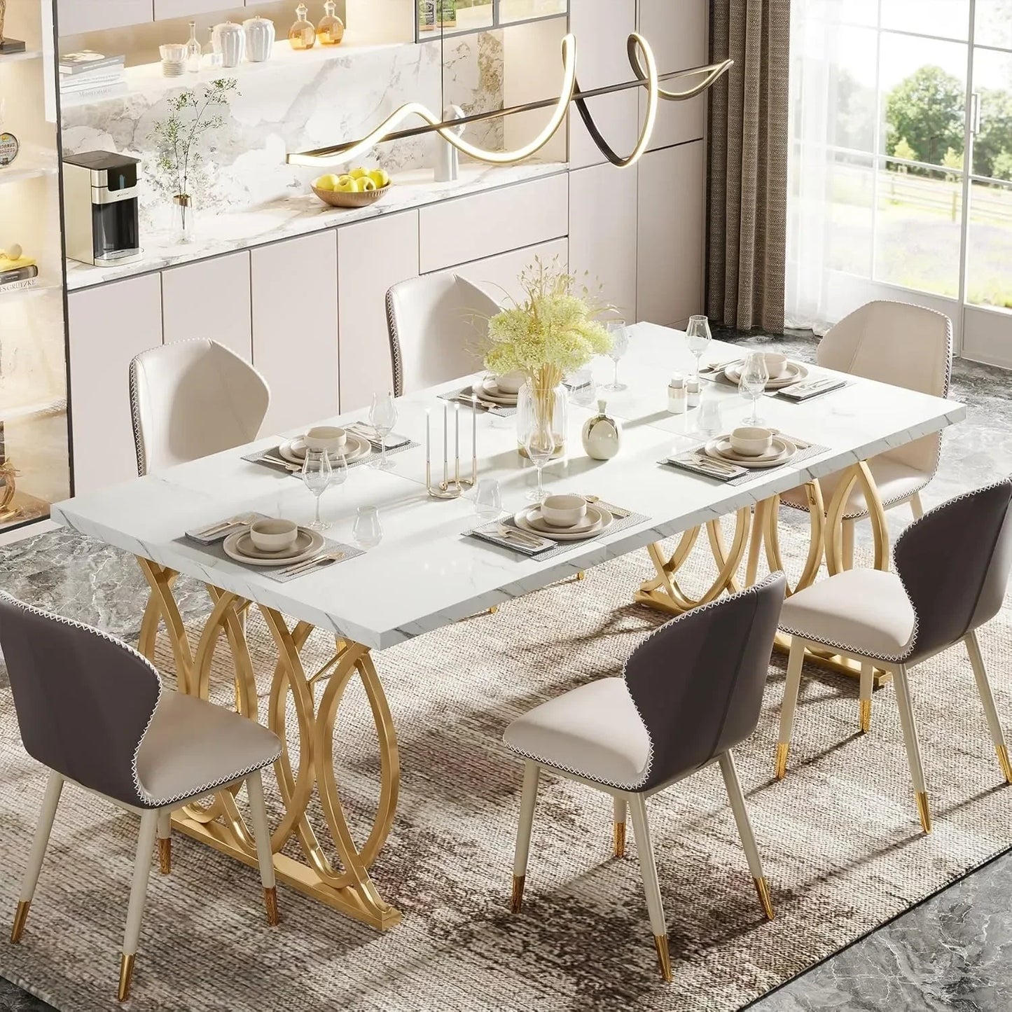 Little Tree Modern Dining Table Rectangular Kitchen Dining Furniture
