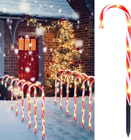Joyfy Candy Cane Pathway Lights Set For Outdoor Christmas Decor