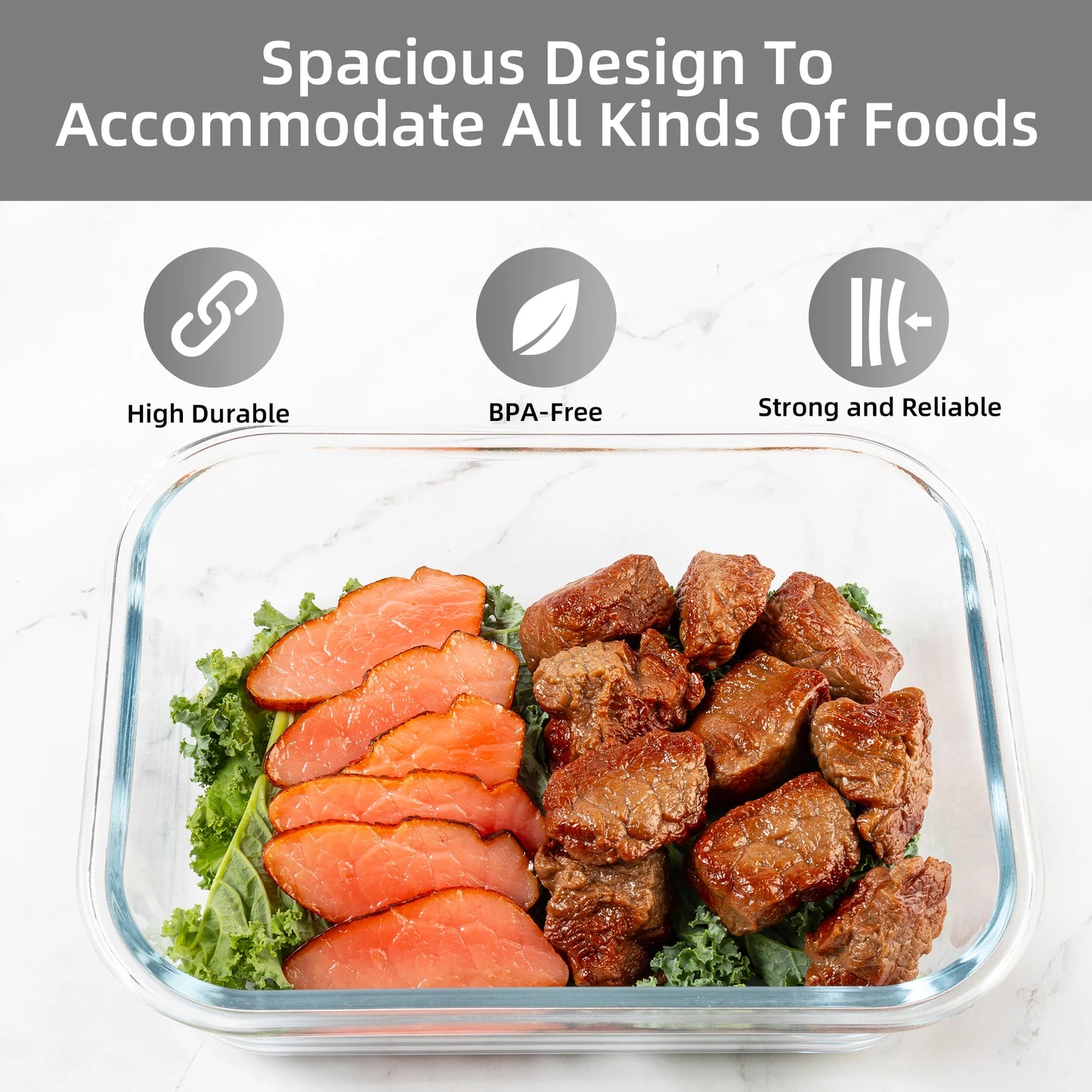 Glass Food Storage Containers Set Leakproof Airtight BPA Free Microwave