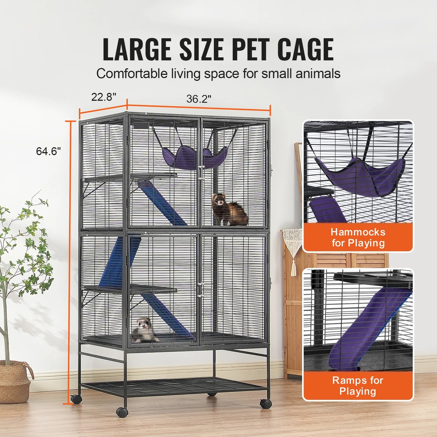 SucceBuy Rolling Metal Ferret Cage Four-Tier Critter Nation