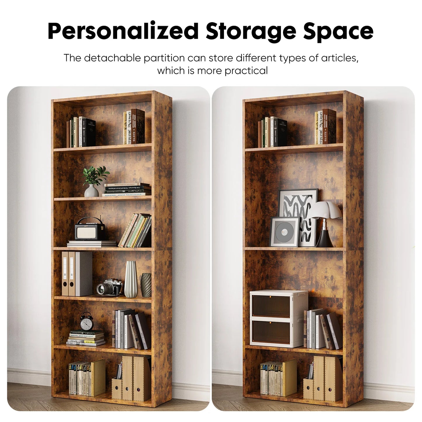 JHK Wooden Shelf Bookcase Floor Standing Modern Minimalist