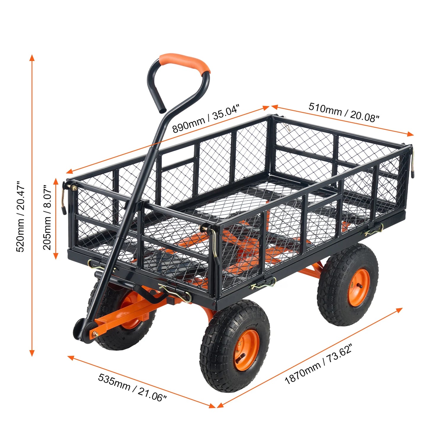 SucceBuy Garden Cart Sturdy Utility Wagon With Dump Cart Capacity