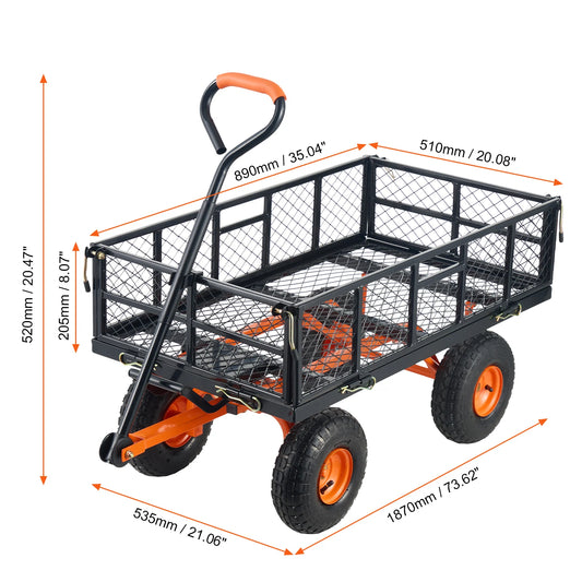 SucceBuy Garden Cart Sturdy Utility Wagon With Dump Cart Capacity