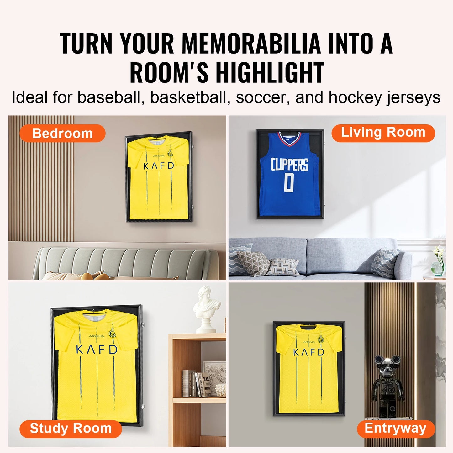 SucceBuy Jersey Display Frame With 98 Percent UV PC Glass