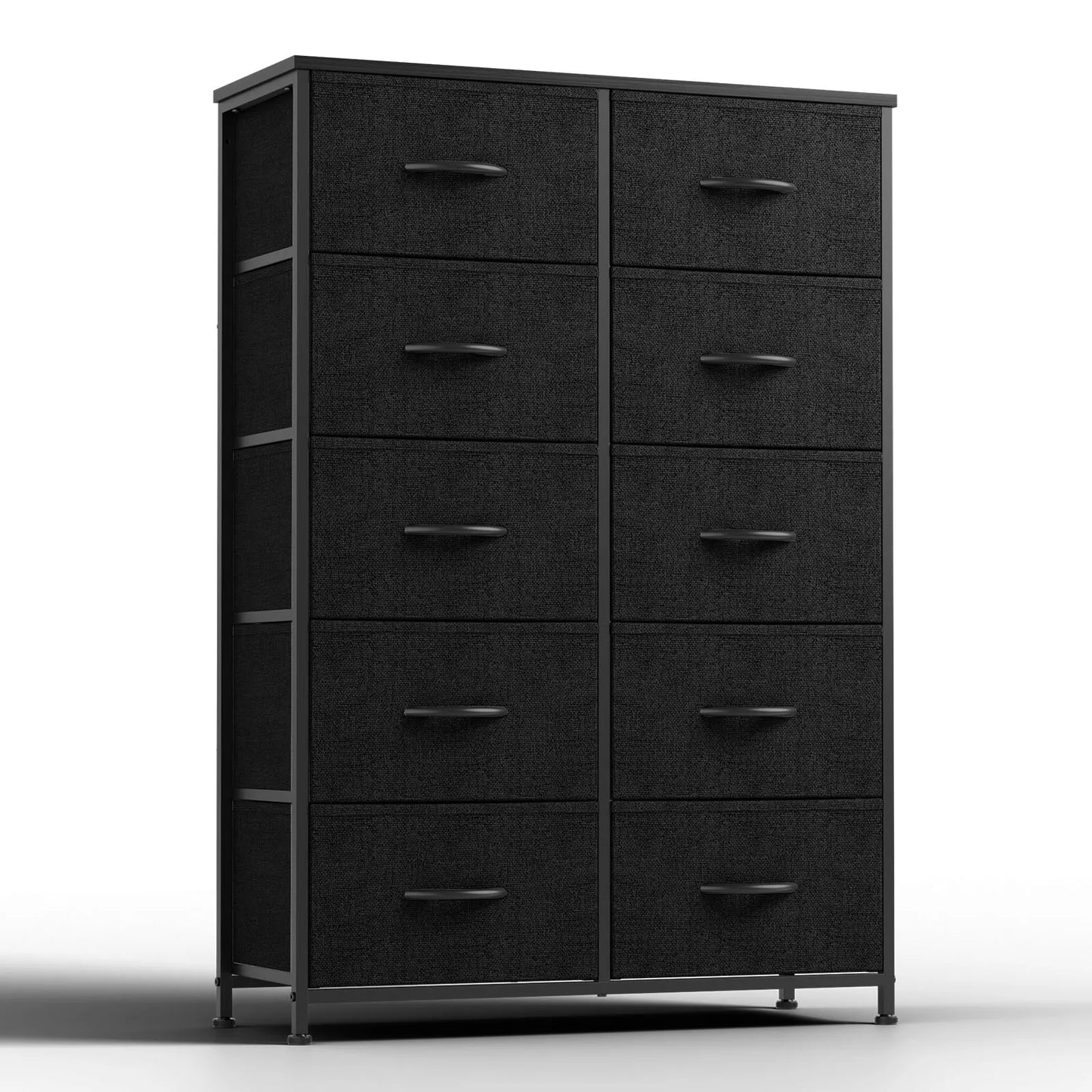 JHK Bedside Table With 10 Fabric Drawers Nightstand