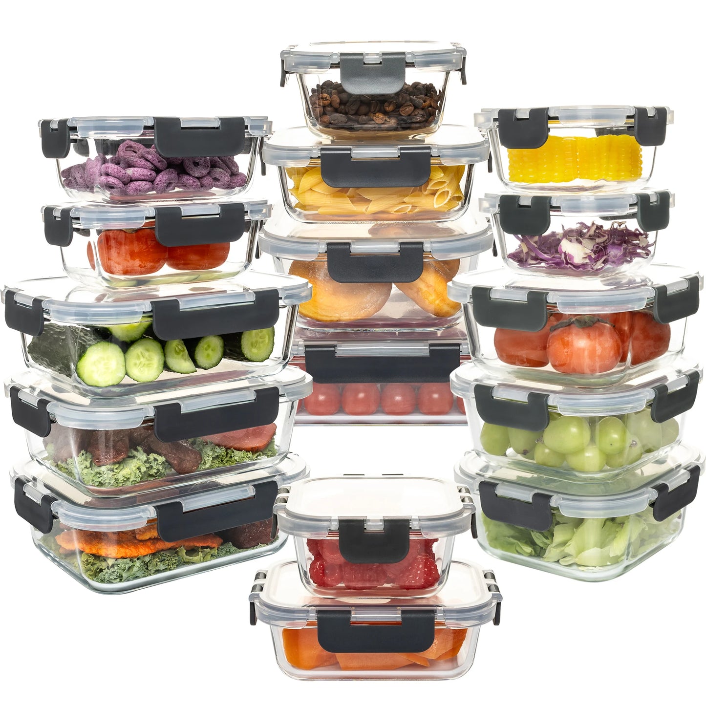 Glass Food Storage Containers Set Leakproof Airtight BPA Free Microwave