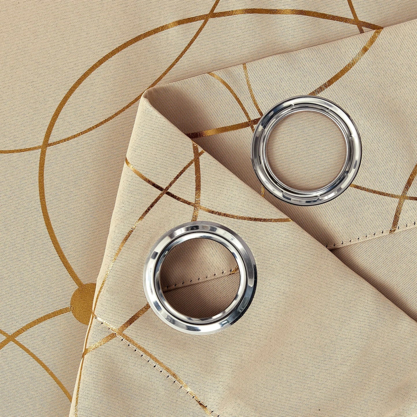 Golden Wave and Circle Blackout Curtains 2 Pack with Grommet