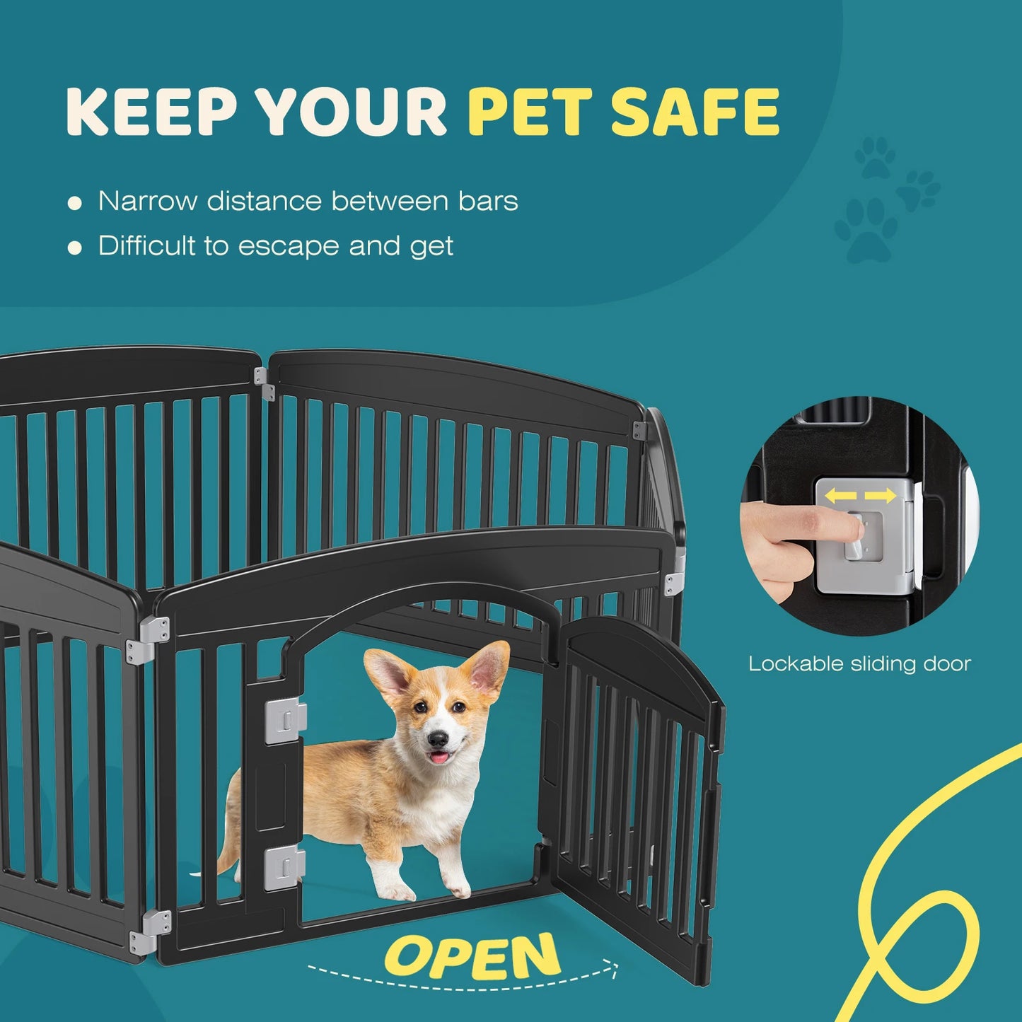JHK Plastic Dog Playpen Expandable Durable Fence For Medium Dogs