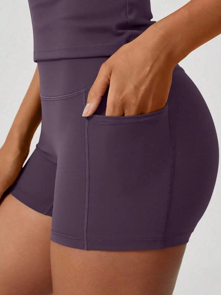 Womens High Waist Tummy Control Butt Lifting Short Sleeve Set