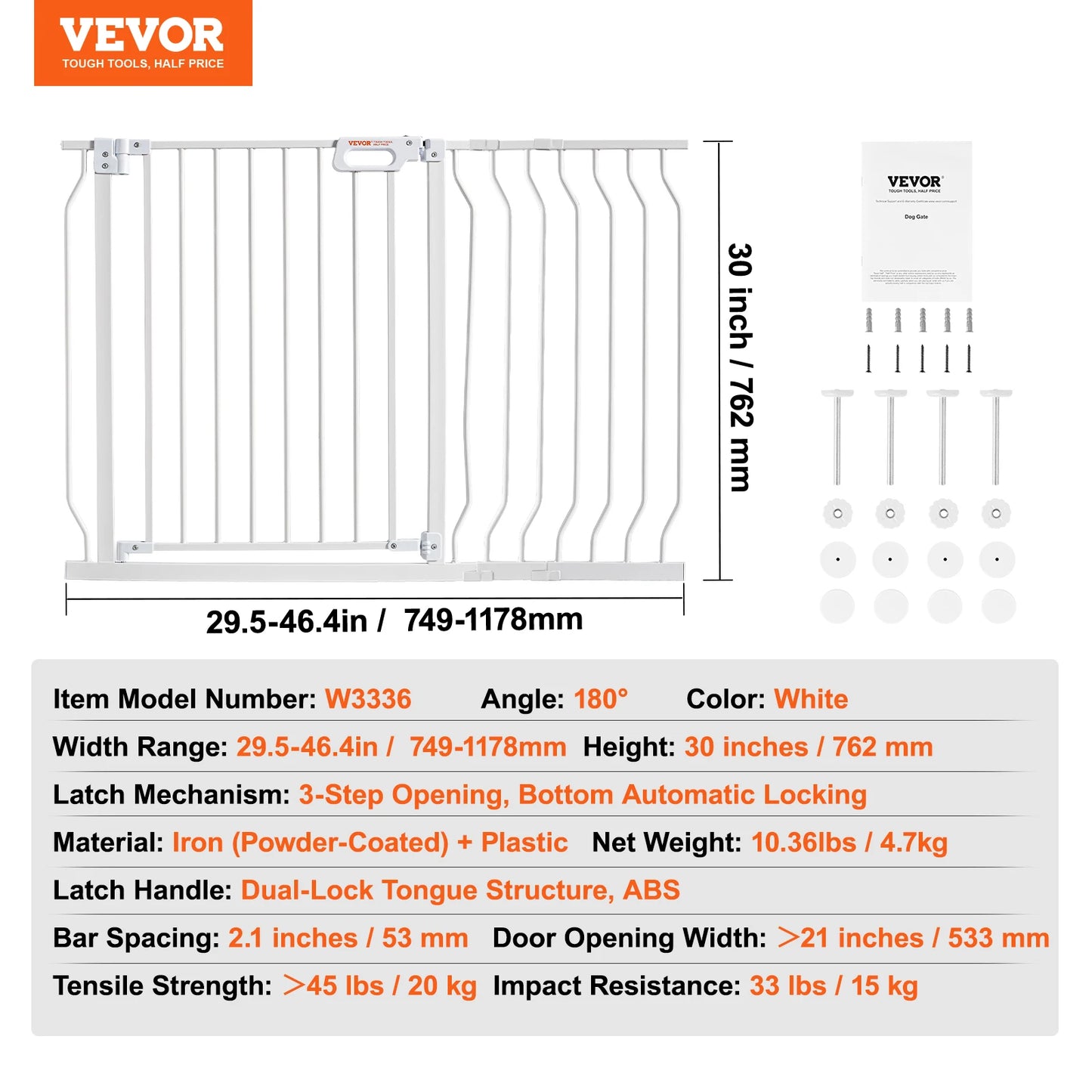 SucceBuy Baby Gate Pressure Mounted Walk Through For Pets And Kids