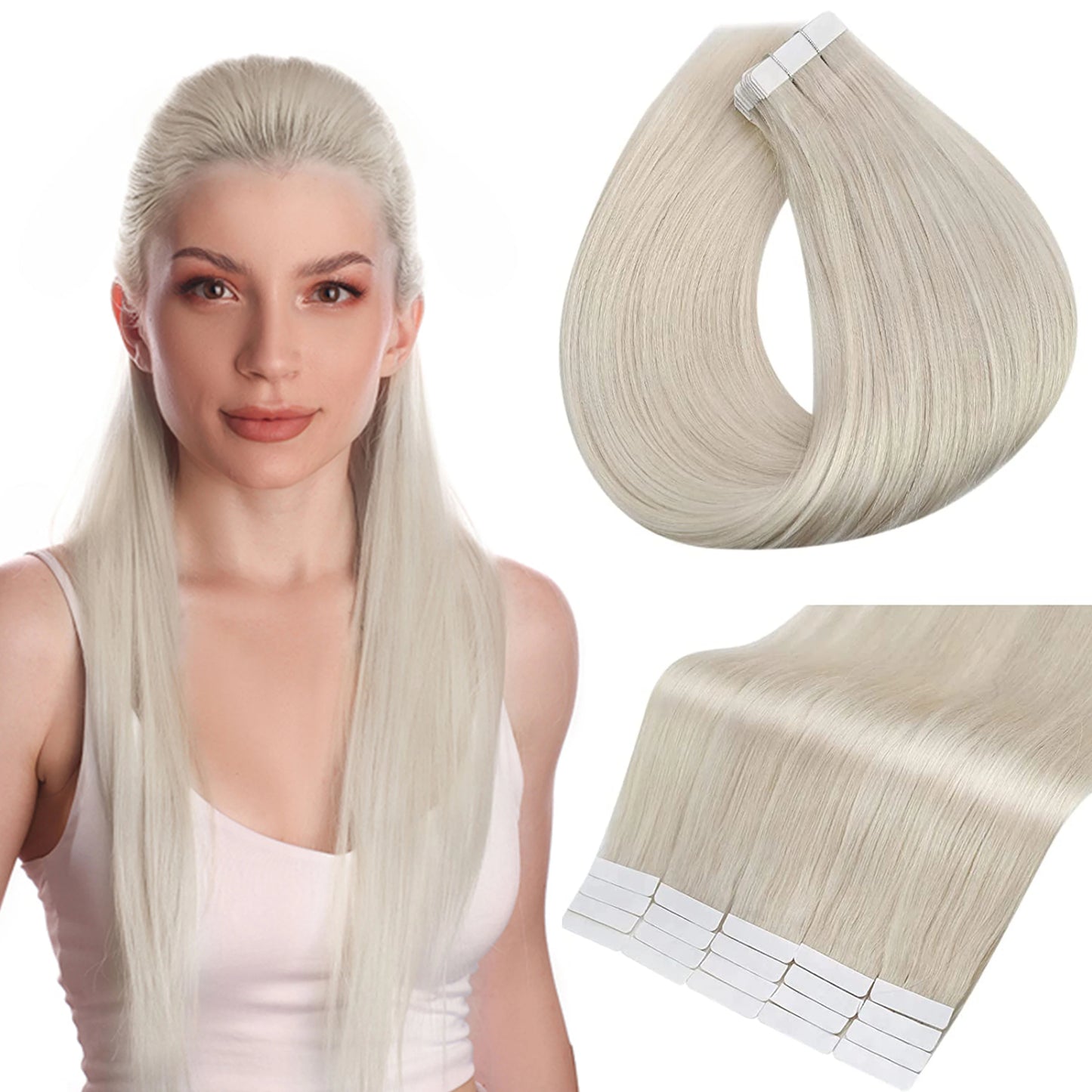 Full Shine Hair Tape In Remy Natural Human Hair Extensions