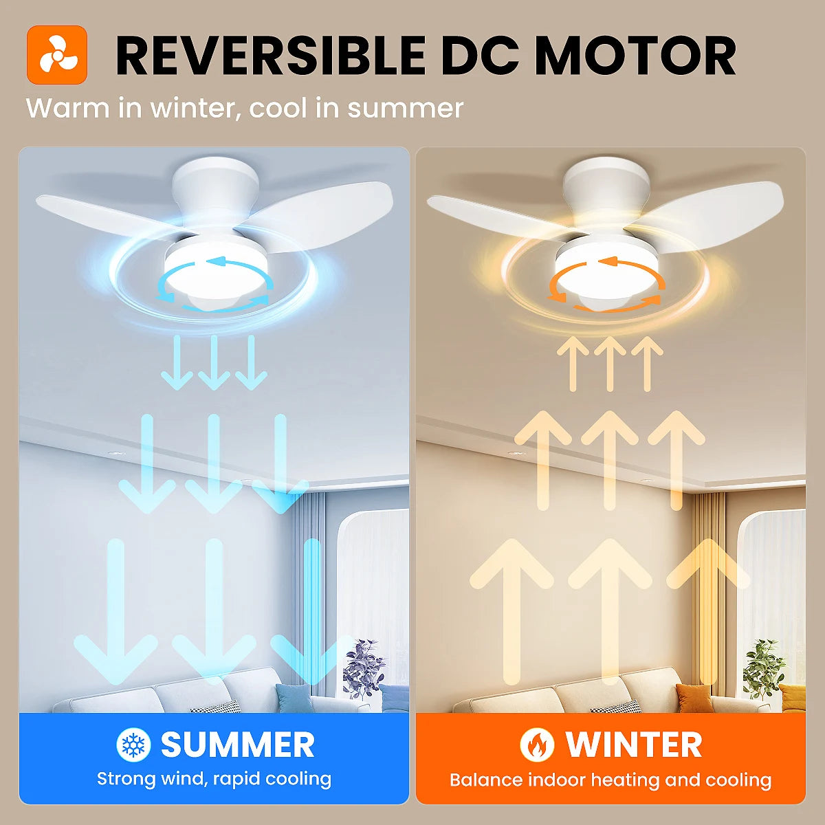 Mexllex Three Leaf Ceiling Fan With Light Dimmable LED Remote