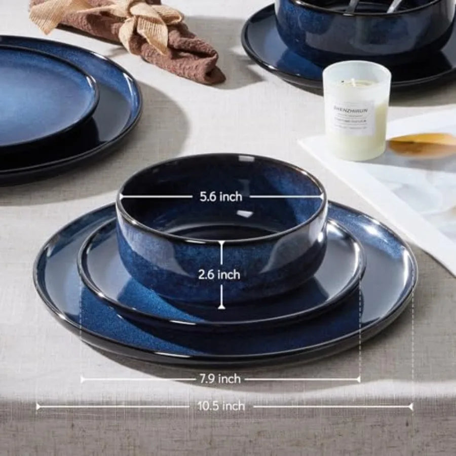 Stoneware Dinnerware Set For 4 12-Piece Dishes Microwave Safe