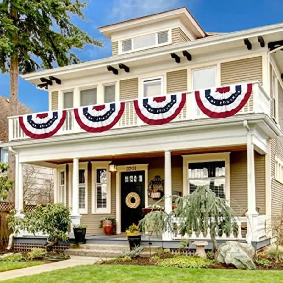 Patriotic American Flag Bunting 2 Pack Outdoor Yard Decor