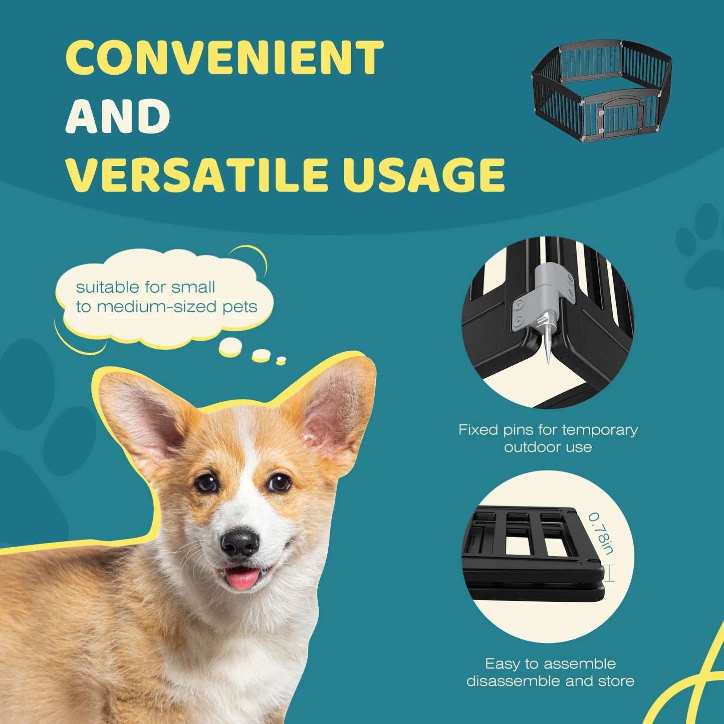 JHK Plastic Dog Playpen Expandable Durable Fence For Medium Dogs