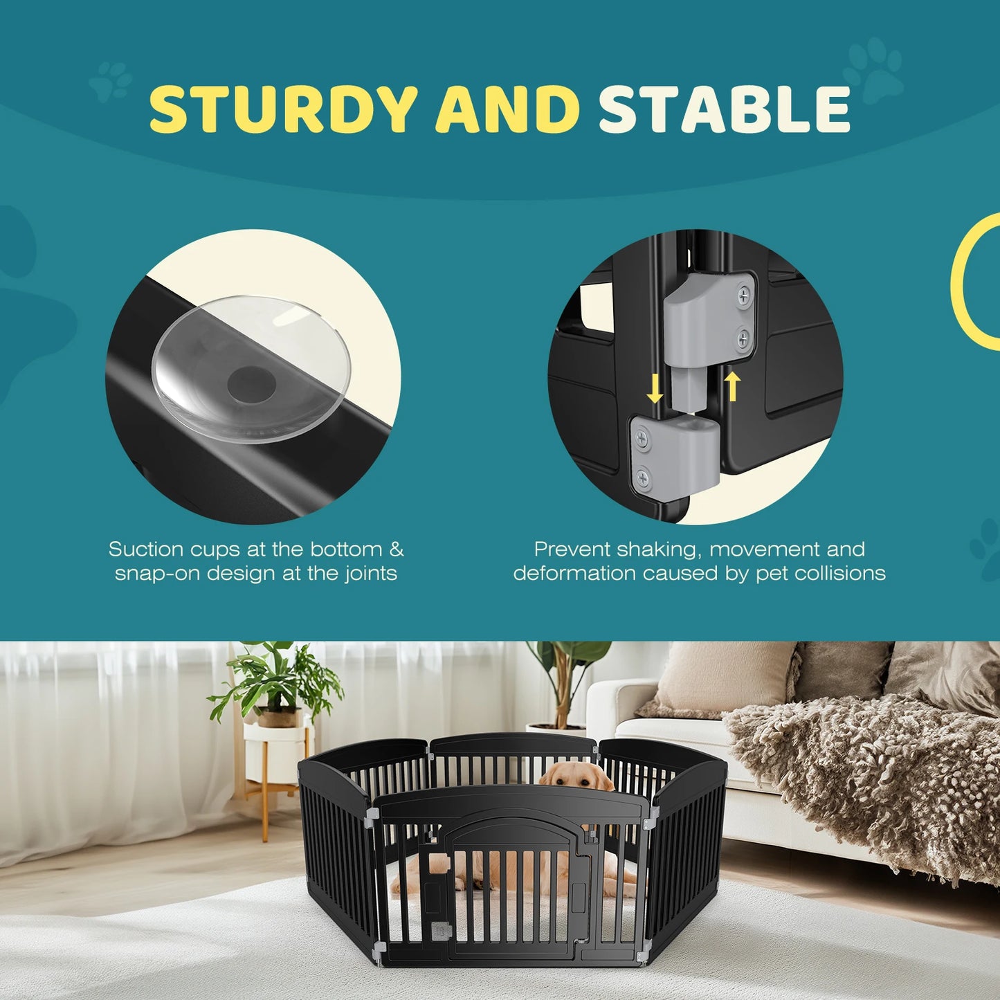 JHK Plastic Dog Playpen Expandable Durable Fence For Medium Dogs
