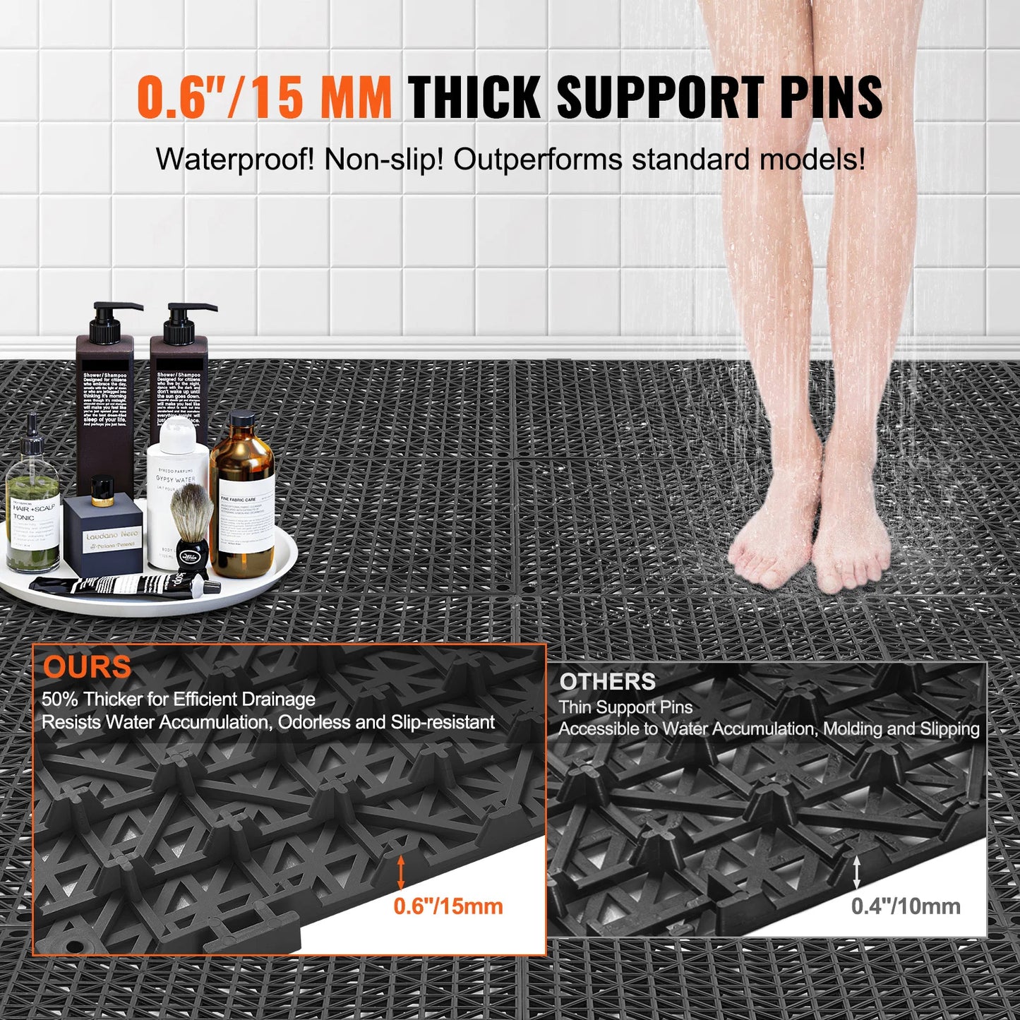 SucceBuy Interlocking PVC Drainage Floor Tiles Non Slip For Bathroom And Pool