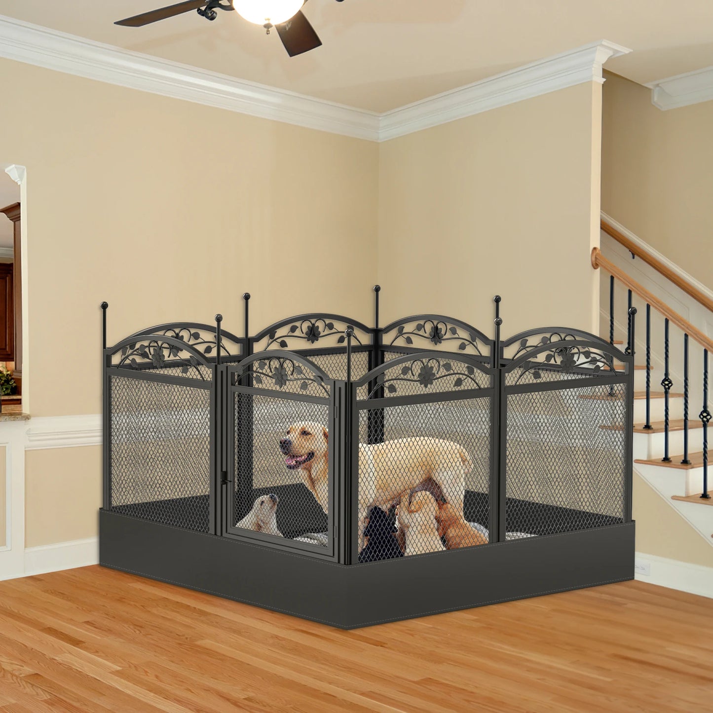 BINGOPAW 8 Panel Heavy Duty Dog Playpen Indoor Outdoor Fence Waterproof Pad