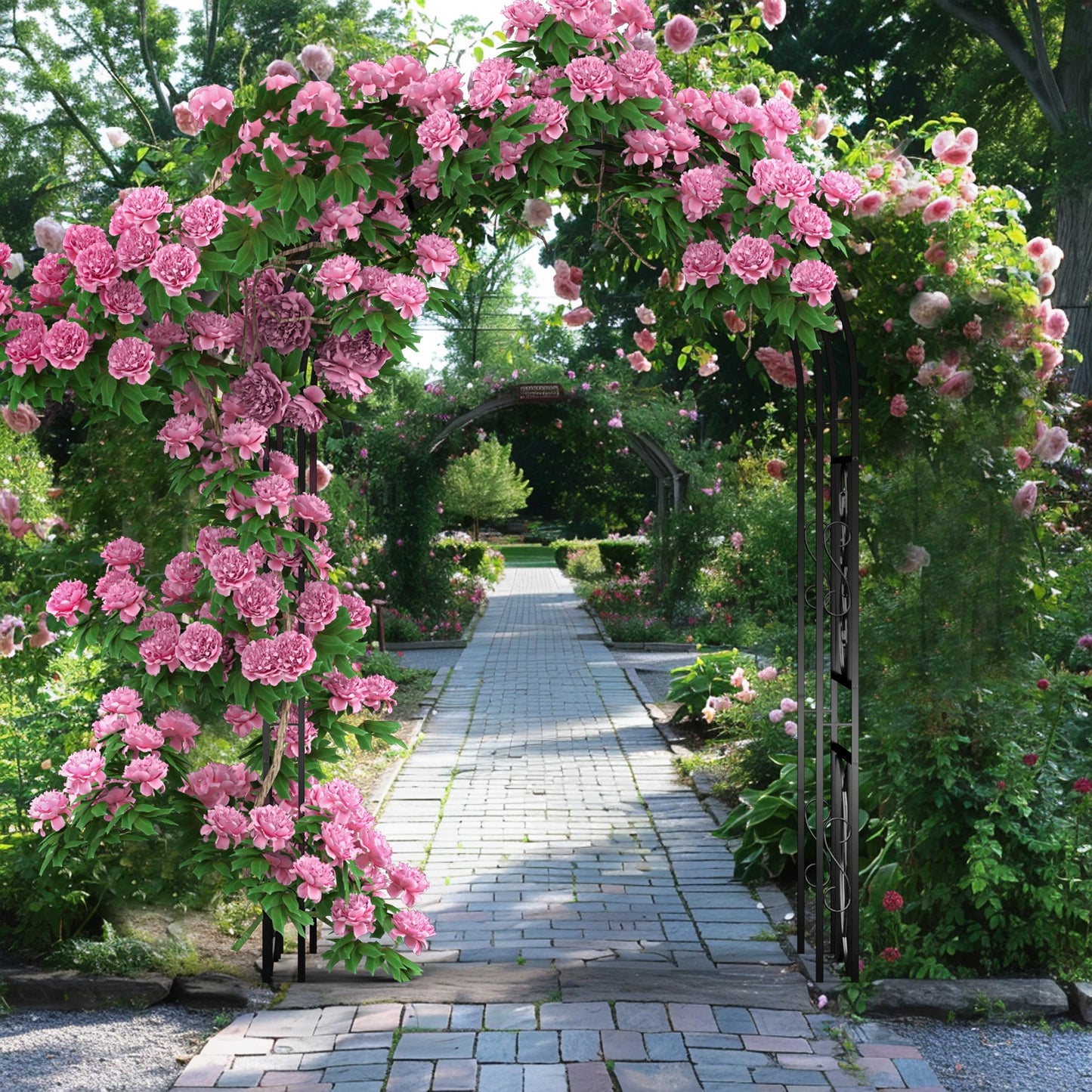Heavy Duty Metal Garden Arbor Arch Trellis For Climbing Vines
