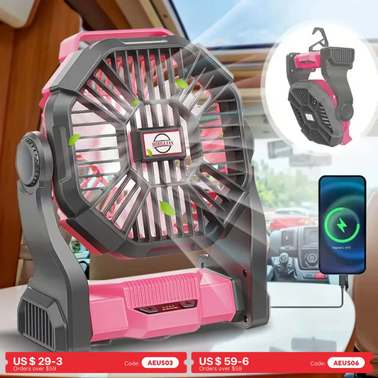 URGGU Three-In-One Camping Fan With LED Lantern For Travel