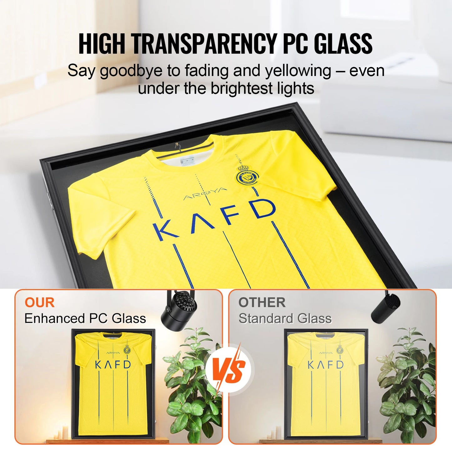 SucceBuy Jersey Display Frame With 98 Percent UV PC Glass