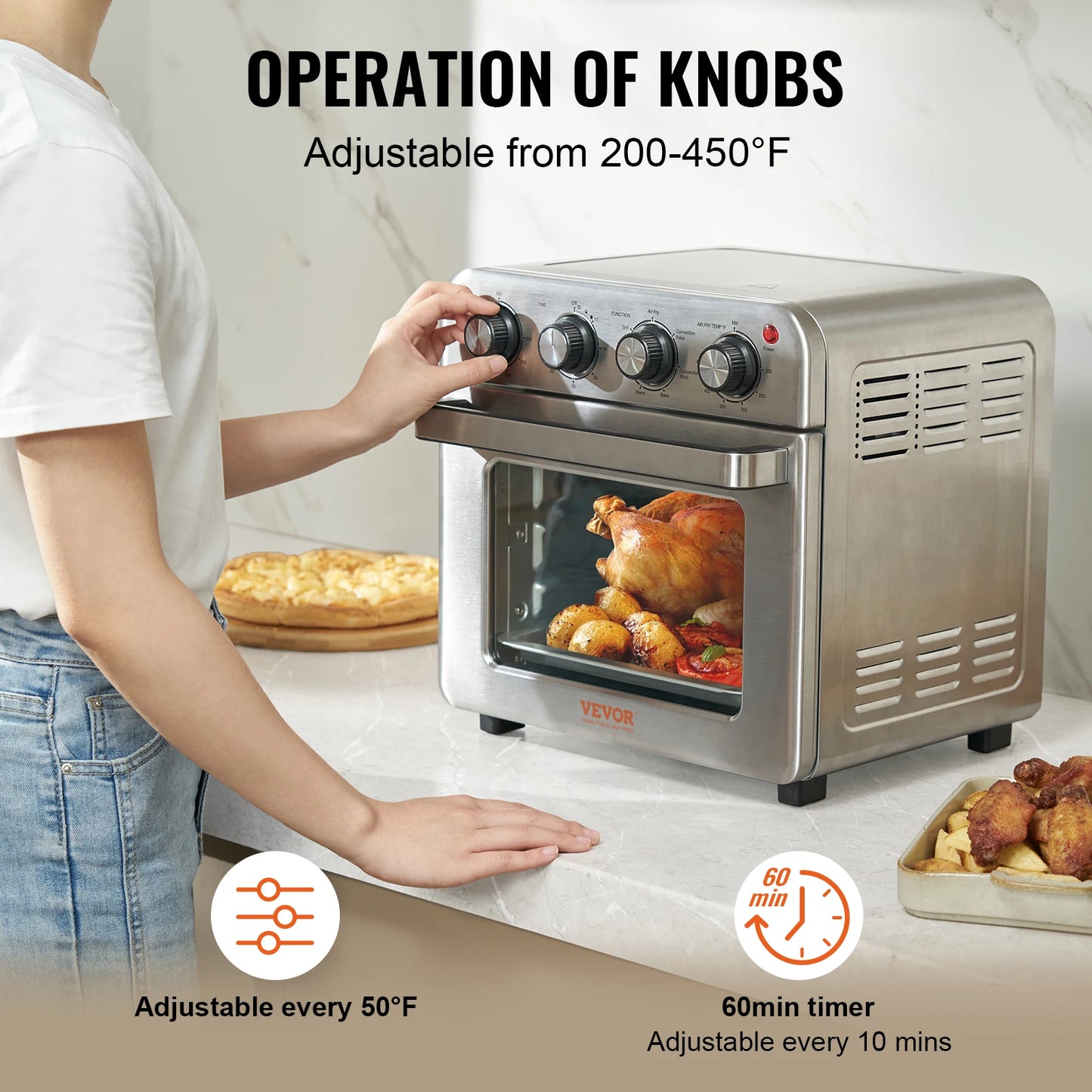 SucceBuy 18L 7in1 Air Fryer Toaster Oven Stainless Steel