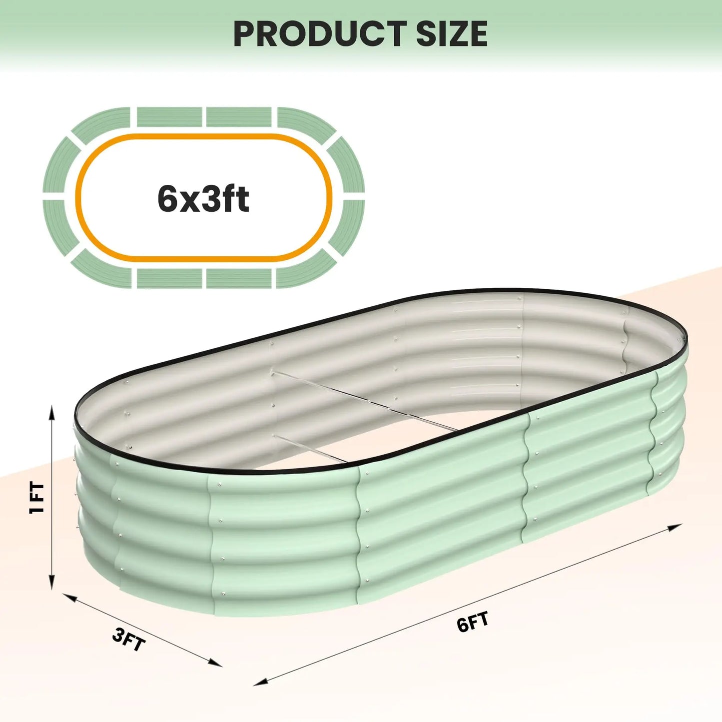 HiMISS 2Pack Oval Galvanized Steel Raised Garden Bed Set