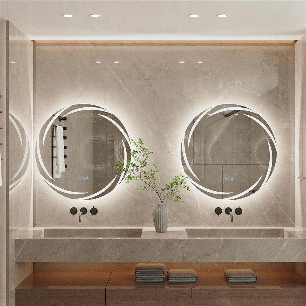 Anti Fog LED Round Vanity Mirror Backlit Shatterproof For Bathrooms