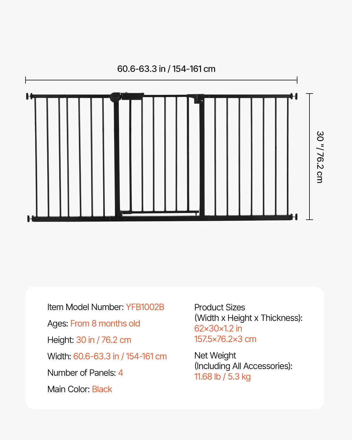 SucceBuy Baby Gate Pressure Mounted Walk Through For Pets And Kids