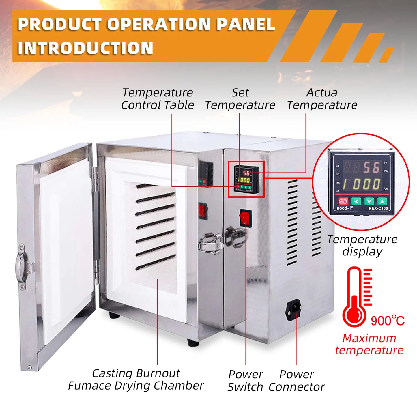Phyhoo Jewelry Casting Burnout Furnace With PID Temperature Control 1500W