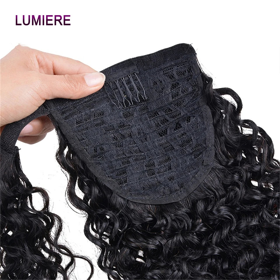 Lumiere Hair Afro Kinky Deep Water Wave Clip In Ponytail