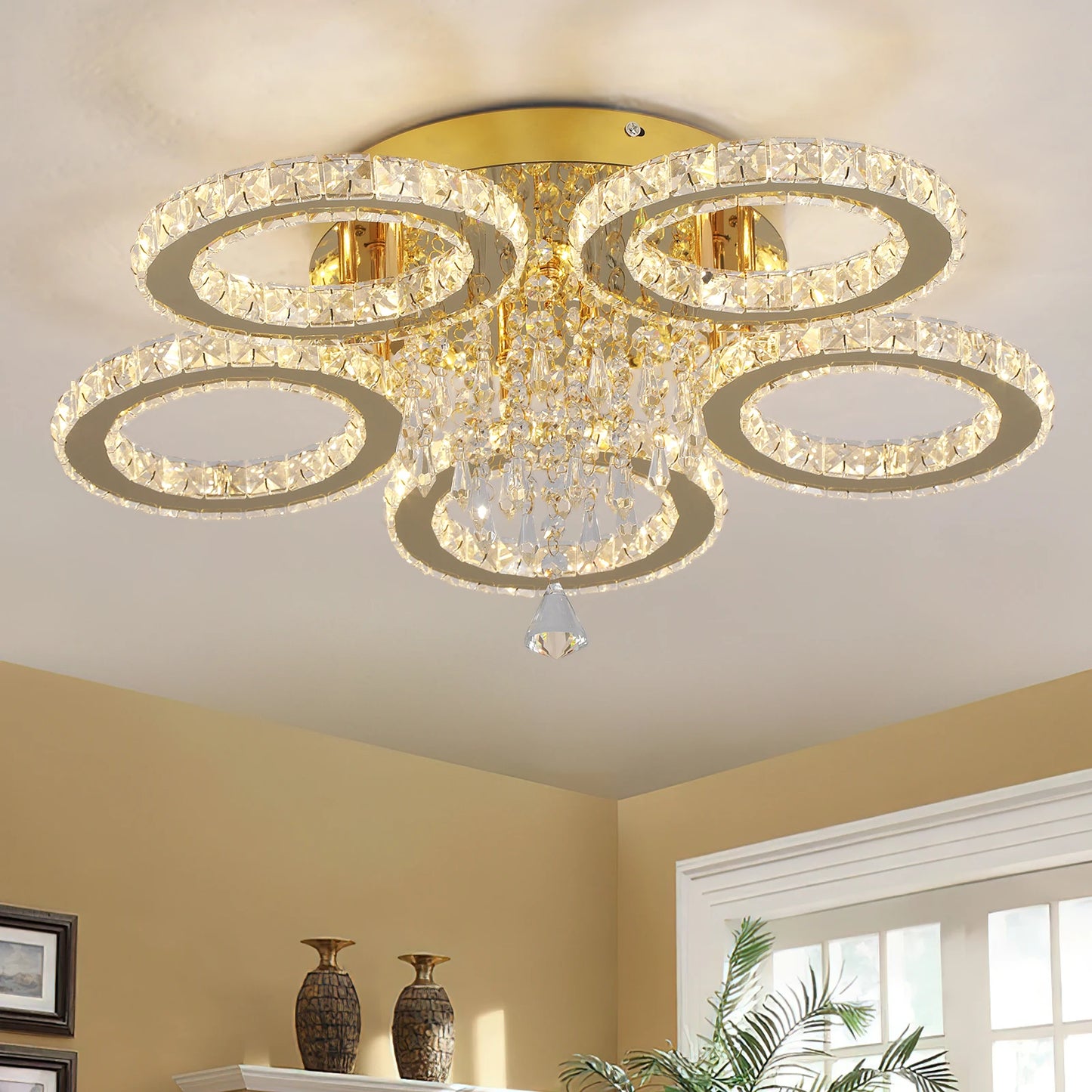 VETRULUS Crystal Ceiling Chandelier LED Light for Living Room