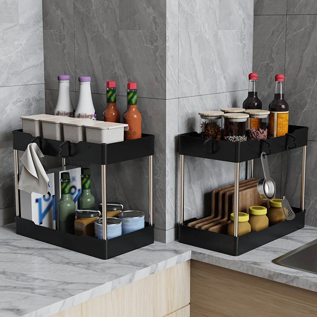 Under Sink Organizer Set For Cosmetics Kitchen And Bathroom