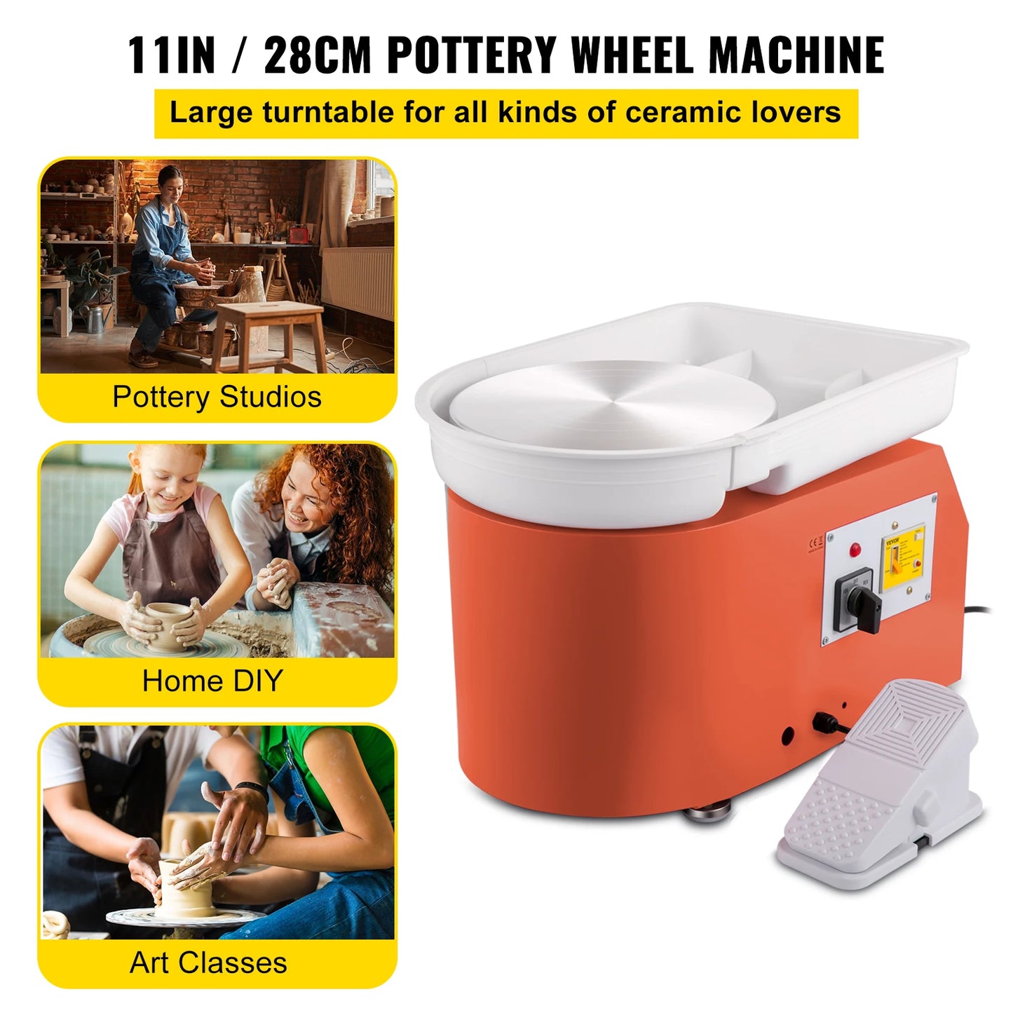 SucceBuy 350W Electric Pottery Wheel With Foot Pedal For Ceramic Clay