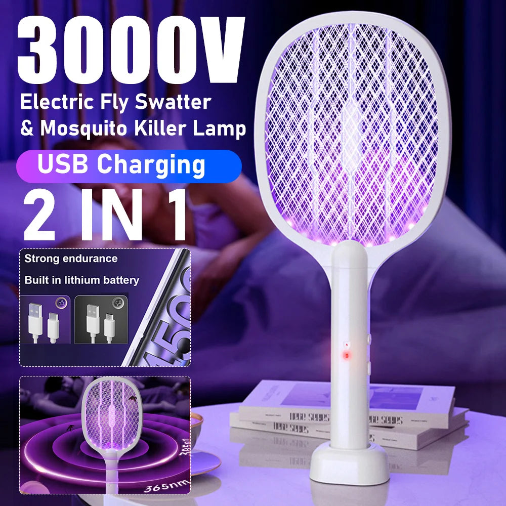 MOJOYCE 2in1 Electric Fly Swatter And Mosquito Trap Lamp Rechargeable
