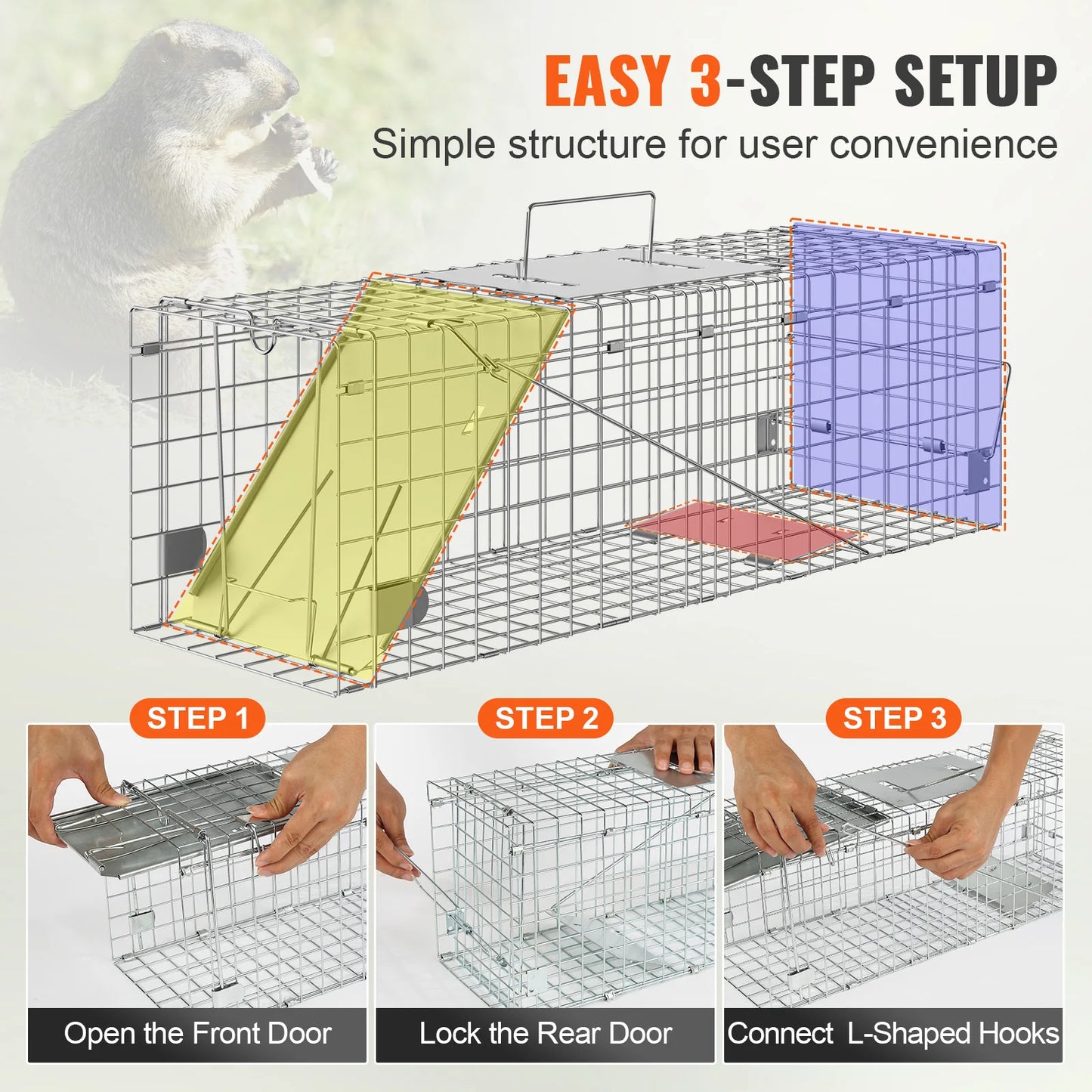 SucceBuy Humane Live Animal Cage Trap For Cats And Rodents